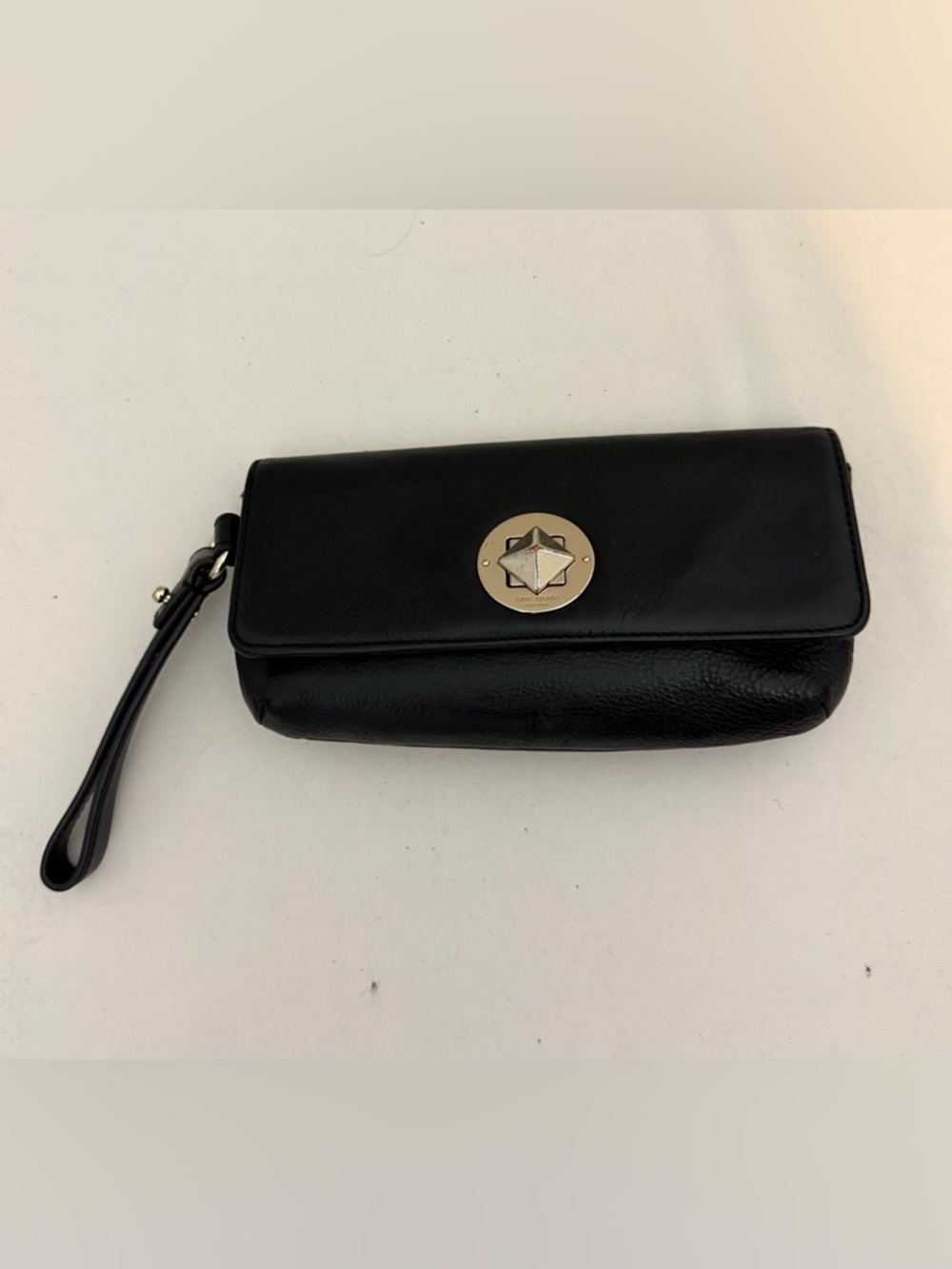 Kate Spade Chrystie Street Wristlet Clutch Black Leather